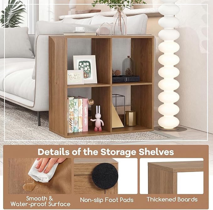 POWERSTONE 4 Cube Storage Organizer, 2 Tier Cubby Bookshelf Freestanding - Image 6