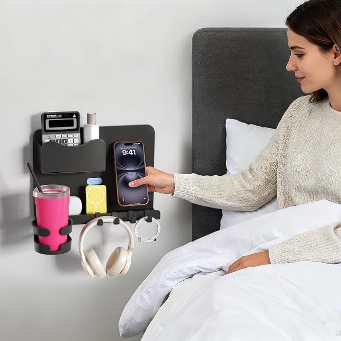 Floating Shelves for Bedside Shelf, Stick On Accessories Organizer, Wall Mount - Image 6