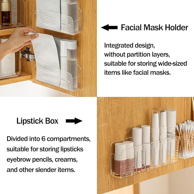 Bathroom Medicine Cabinet Organizer Set, Small Narrow Compact Shelves Holder - Image 2