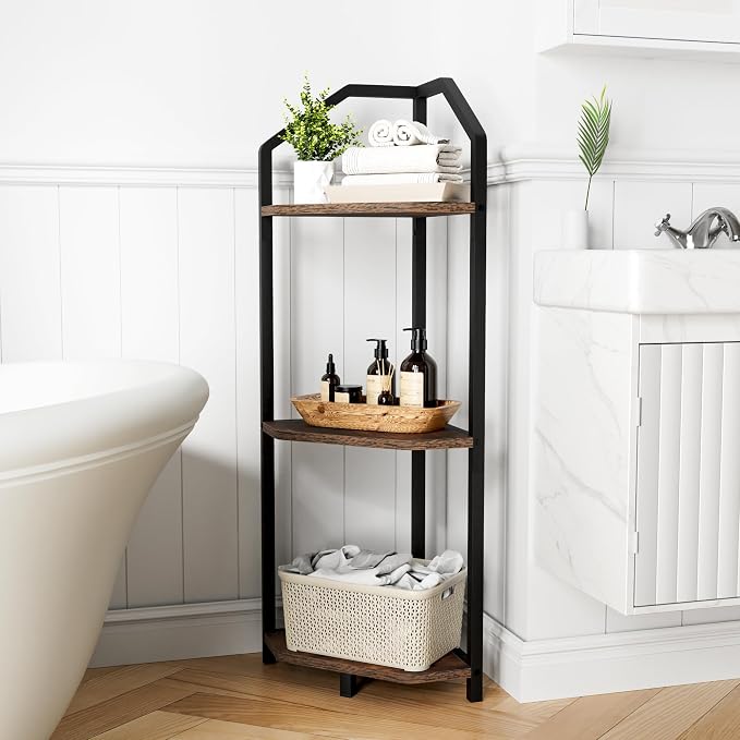 Fun Memories 3 Tier Corner Shelf, 40” Corner Shelf Stand, Corner Bookshelf - Image 7