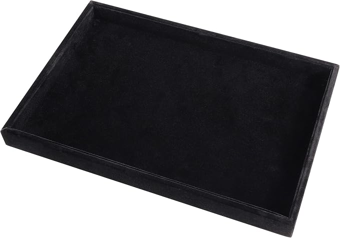 Mornajina 9" x 5.7" Velvet Jewelry Tray Jewelry Display Tray, Stackable Empty - Image 2