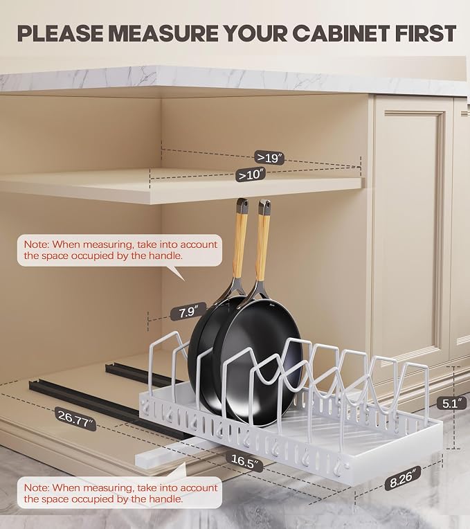 Pull Out Pots and Pans Organizer Under Cabinet, Sliding Lid Holder and Pan Rack - Image 2