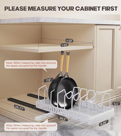 Pull Out Pots and Pans Organizer Under Cabinet, Sliding Lid Holder and Pan Rack - Image 2