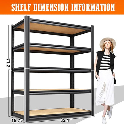 5 Pack Garage Shelving Heavy Duty 5T Storage Shelves, Metal Adjustable Shelving - Image 3