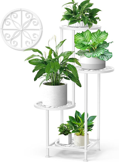 4 Tier Plant Stand Indoor Outdoor, Metal Flower Shelf Display Holder by YOCOMEY