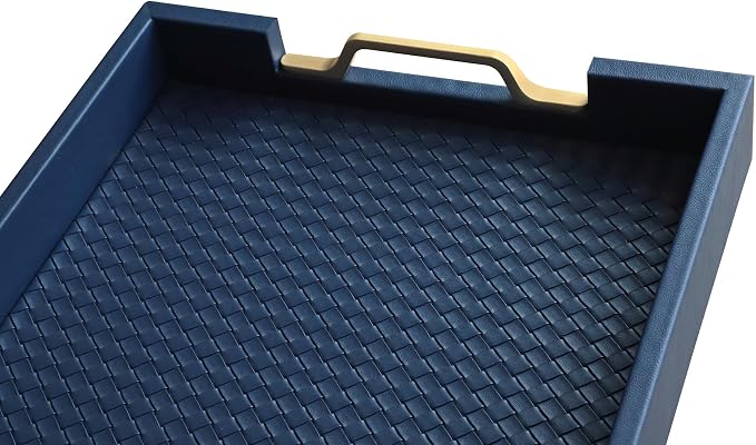 HofferRuffer Faux Leather Rectangle Serving Tray Decor Platter - Image 6