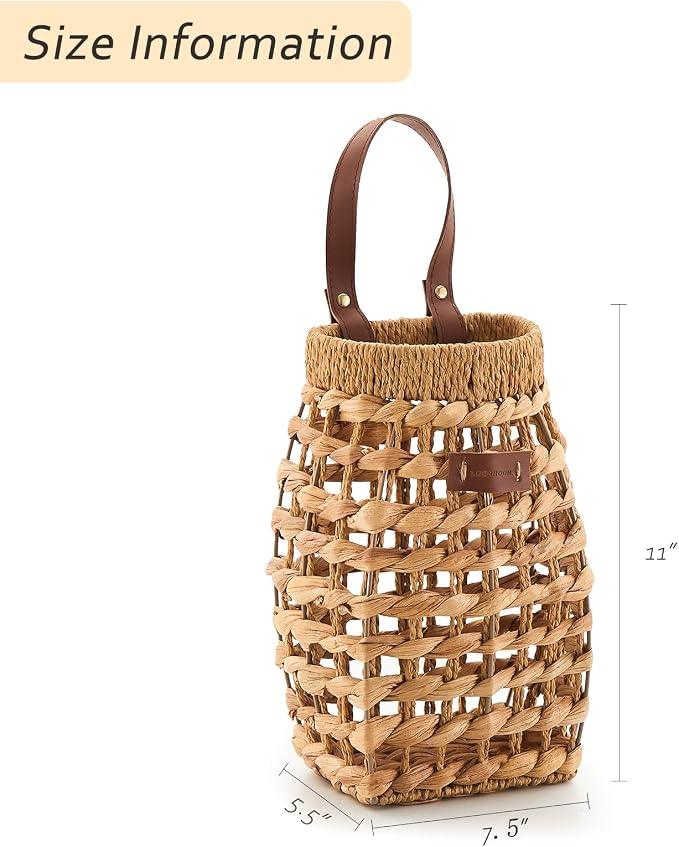 Woven Front Door Basket Water Hyacinth Wall Hanging Basket Decorative Boho - Image 2