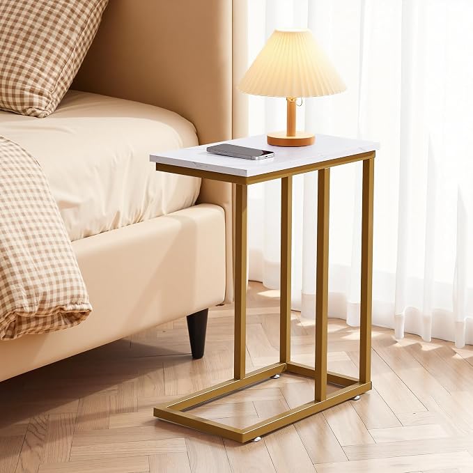 VECELO C Shaped End Side Table for Sofa Couch and Bed Snack TV Tray for Living - Image 8