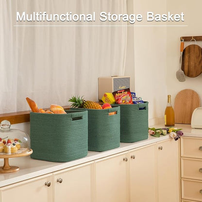 OIAHOMY Storage Cubes 11 Inch Storage Bins-3 Pack, Cotton Rope Woven Baskets - Image 6