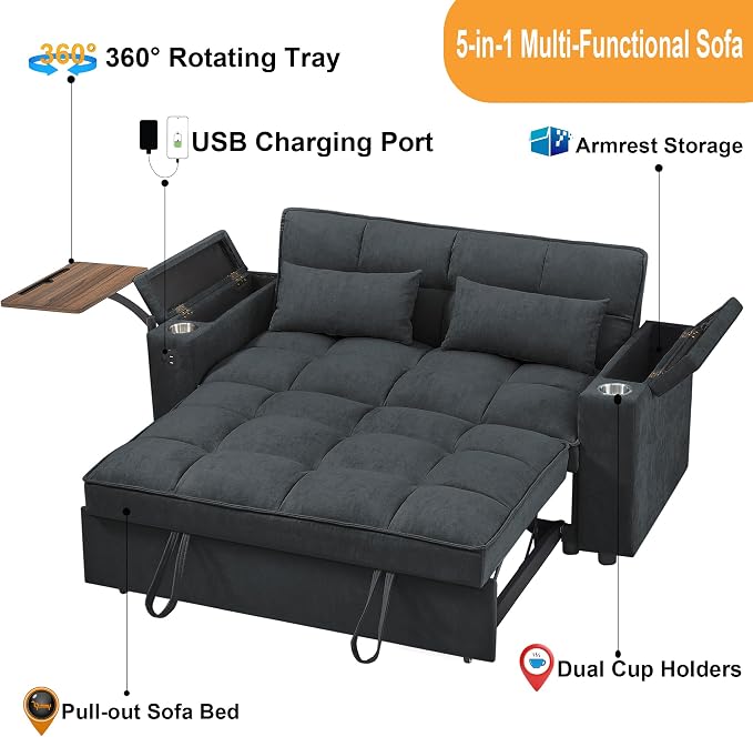 hansones ​66" Multi-Functional Pull-Out Sofa Bed - Image 3
