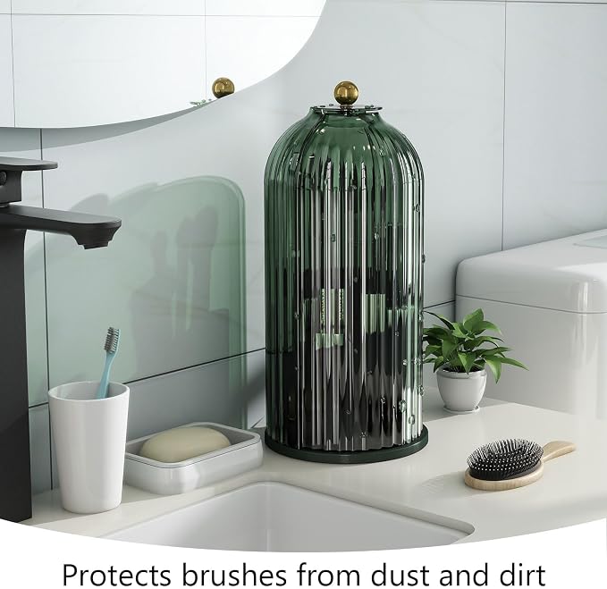 Makeup Brush Holder with Dustproof Cover 360 Rotating Makeup Brush Organizer - Image 2