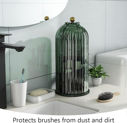Makeup Brush Holder with Dustproof Cover 360 Rotating Makeup Brush Organizer - Image 2
