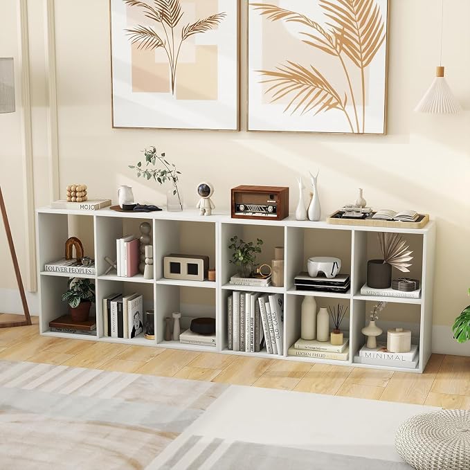 POWERSTONE 6 Cube Storage Organizer, 3 Tier Cubby Bookshelf Freestanding - Image 6