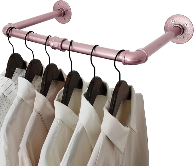 WEBI Industrial Pipe Clothing Rack, Heavy Duty Metal Garment Rack Bar Wall by WEBI