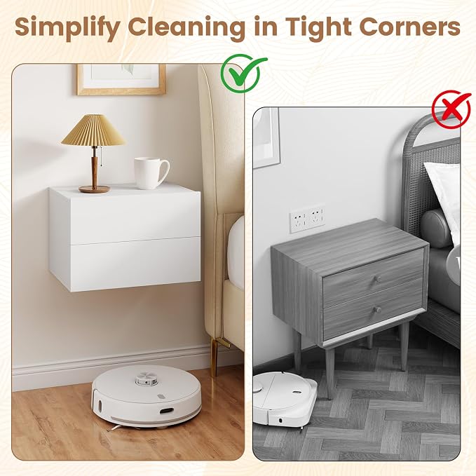 KOMFOTT Floating Nightstand Set of 2, Modern Hanging Bedside Table | Wall - Image 8