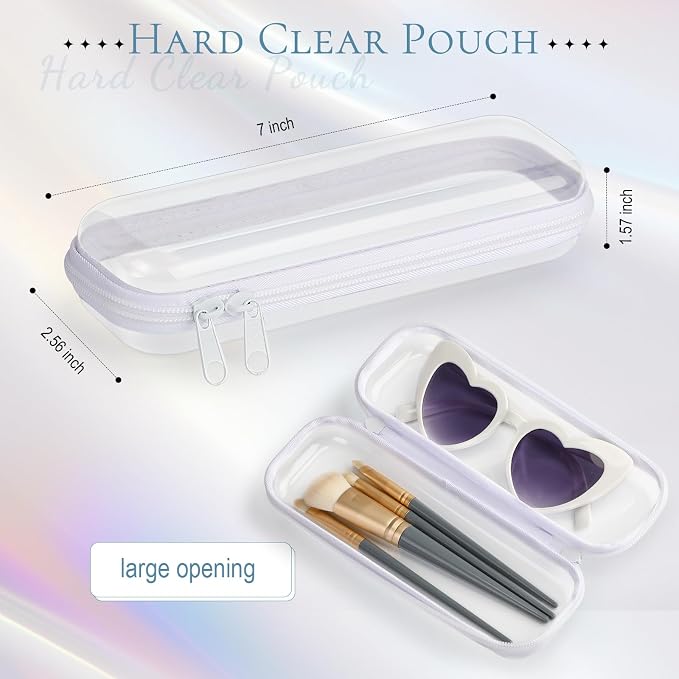 Sanwuta 6 Pcs Clear Hard Zipper Case Hard Plastic Zipper Pouches Transparent - Image 2