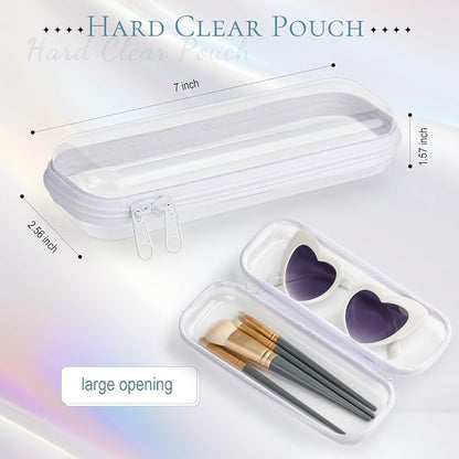 Sanwuta 6 Pcs Clear Hard Zipper Case Hard Plastic Zipper Pouches Transparent - Image 2