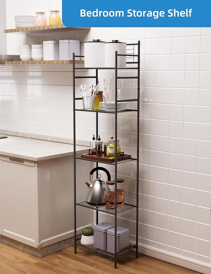 LEEDA 5-Tier Metal Shelving Unit, Sturdy Bathroom Storage Shelf & Free Standing - Image 9
