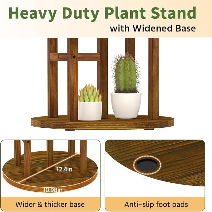 LASZOLA 5 Tiered Wood Plant Stand Indoor Corner, Flower Holder Rack Tall - Image 6