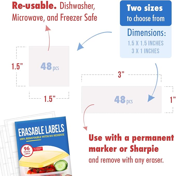 MESS Erasable Kitchen Labels, Food Containers, Fridge & Freezer - Image 4