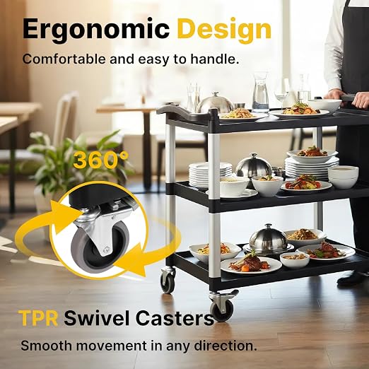 NorthSky Select Dual-Handle Utility Cart, 3 Shelves, 440 lb. Cap - Image 5