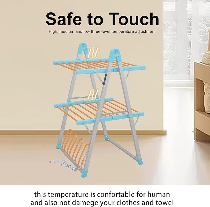 Electric Heated Clothes Drying Rack, Foldable Heated Garment Dryer - Image 6