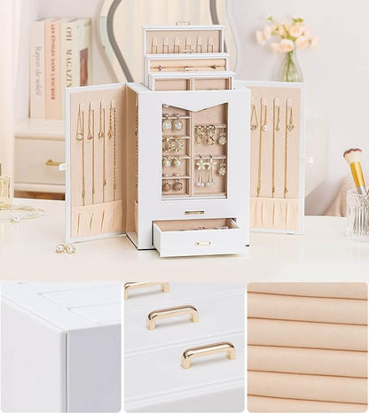 Homde Jewelry Organizer with Transparent Window Necklace Hooks Gift - Image 7