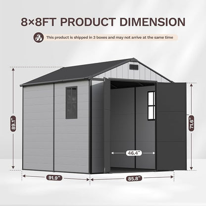 Patiowell 8x8 FT Resin Outdoor Storage Shed - Image 8