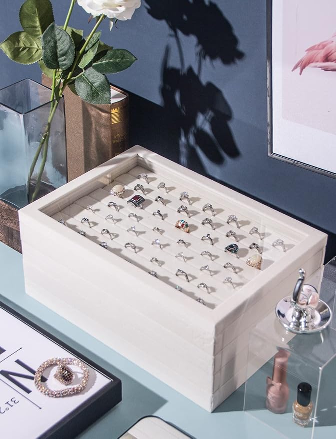 Coward Set of 5 Stackable Jewelry Organizer Tray Necklace Earring Box Storage - Image 7