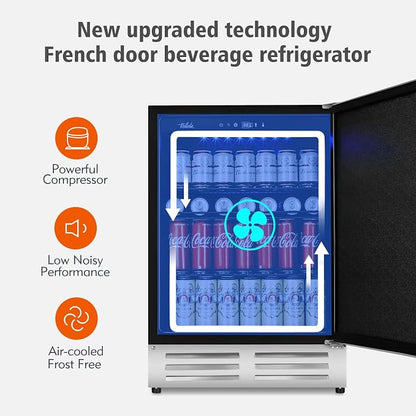 24 Inch Outdoor Beverage Refrigerator Cooler, Stainless Steel Wide Refrigerator - Image 7