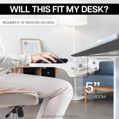 VIVO Adjustable 25 x 10 inch Computer Keyboard and Mouse Platform Tray - Image 6