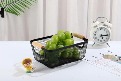 AJIODA 2 Pack Metal Mesh Steel Basket, Small Wire Storage Organizer Basket - Image 2