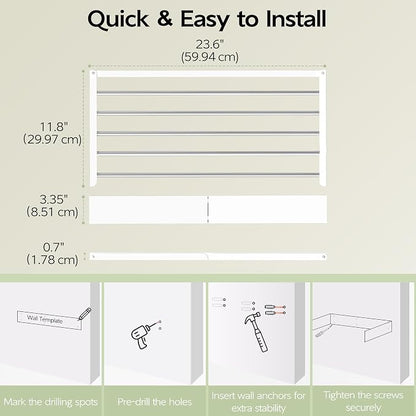Wall Mounted Clothes Drying Rack 23.6", Foldable Wall Mount Laundry Rack - Image 3