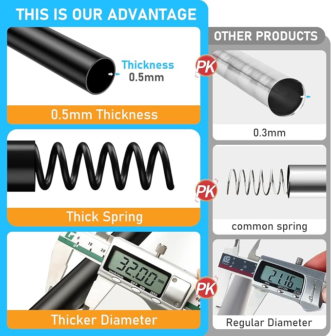 MEXAU Black Tension Curtain Rod 40-148 Inch Long Tension Rod 1.26" Spring - Image 4