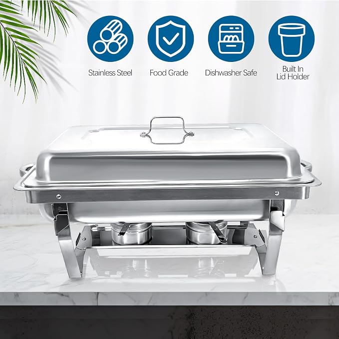 Chafing Dish for Buffet, 2 Pack Stainless Steel Chafing Servers Food Warmer Set - Image 2