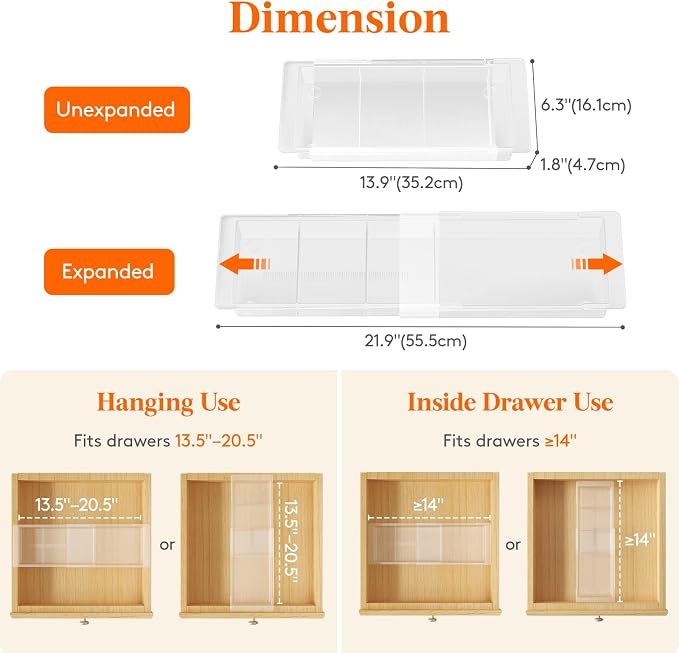 Lifewit 2 Pack Sliding Makeup Drawer Organizer Trays - Image 2