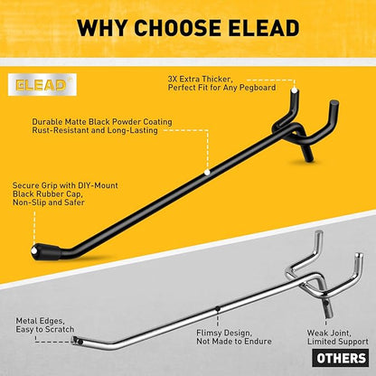 ELEAD 66-Piece 2/4/6 Inch Extra Thick Pegboard Hooks, Heavy Duty Peg Board - Image 4