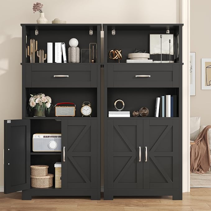 Saudism Farmhouse Black Storage Cabinet - Image 3