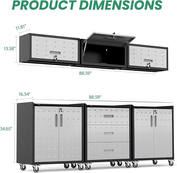 Garage Cabinet System | Heavy Duty Steel All-in-One Modular Garage Cabinet Set - Image 2