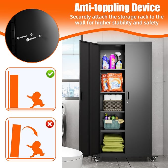 Aobabo 73" H Metal Storage Cabinet - Image 9