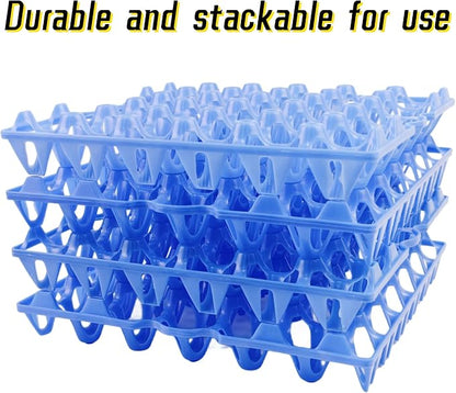 4-Pack Blue Rectangular Plastic Egg Tray, Stackable Egg Crates, 30-Egg Capacity - Image 2