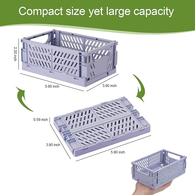 6-Pack Small Pastel Plastic Storage Baskets, Collapsible Crates - Image 3