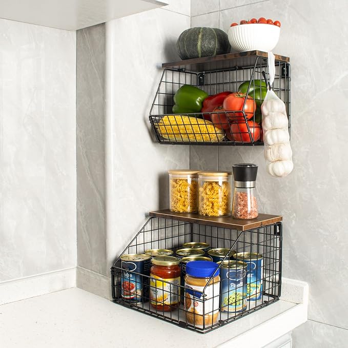 Mefirt Fruit Basket, Stackable Wall Mounted Fruit Baskets, Potato Baskets Onion - Image 5