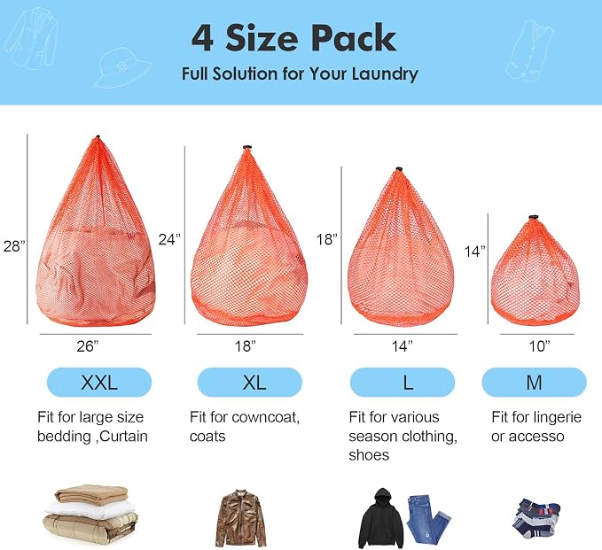 4Pcs Mesh Laundry Bags Washing Machine Mesh Wash Bags - Image 6