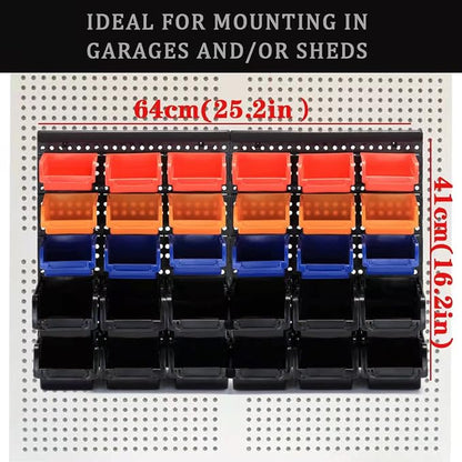 MULSAME Wall Mounted Storage Bins Parts Rack 4 Colors Bin Organizer Garage - Image 2