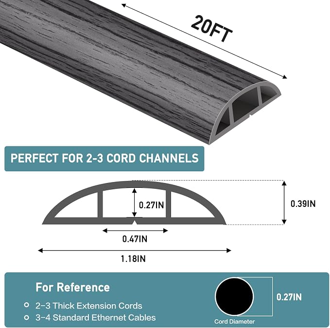 Floor Cord Cover Self Adhesive Cord Hider Floor Extension Cord Covers - Image 2