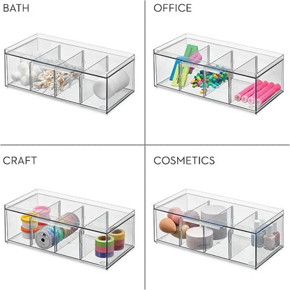 iDesign XL Tea Bag Organizer, 4-Section Clear Stackable, Storage Drawer - Image 4