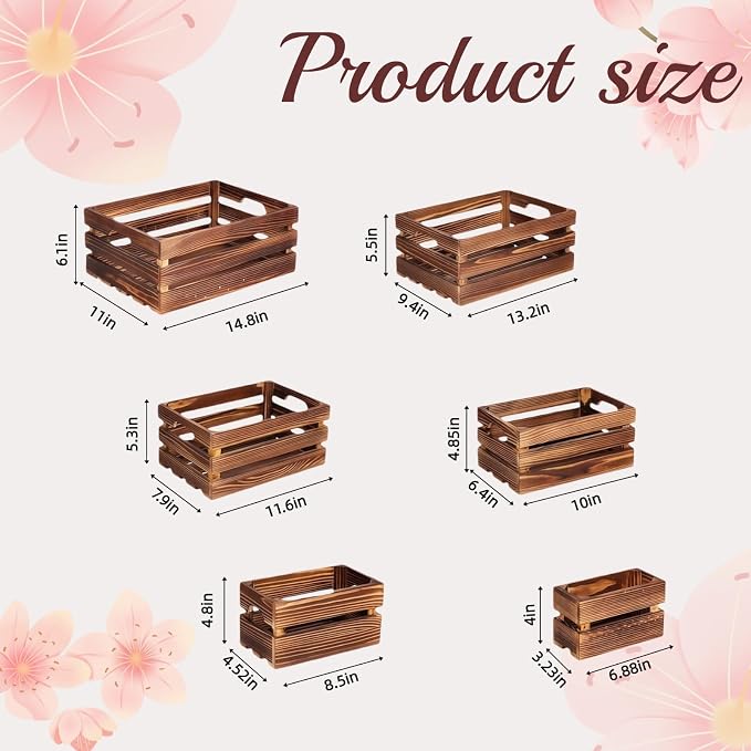 Set of 6 Decorative Wood Crates - Image 2