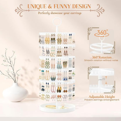 iDavosic.ly 6 Tier Rotating Earring Holder Organizer, Metal Tray, Large - Image 5