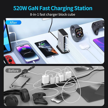 520W 8-Port USB-C Charging Station – 4×100W PD + 4×30W | Fast charger block - Image 4